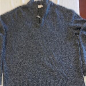 1512101 Enzo Mantovani Sweater Mens Large Mock Neck 100% Wool Grandpa Gray